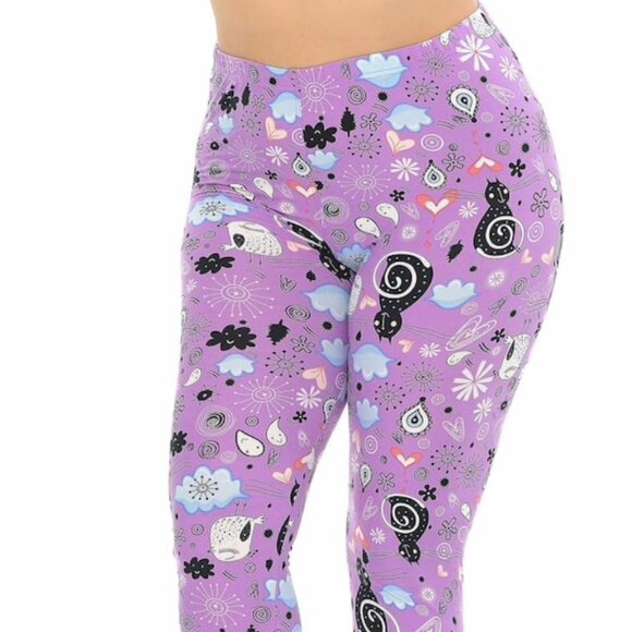 LEGGINGS DEPOT Purple Cat Animal Print Full length Leggings Size 12 NWT - Picture 5 of 7